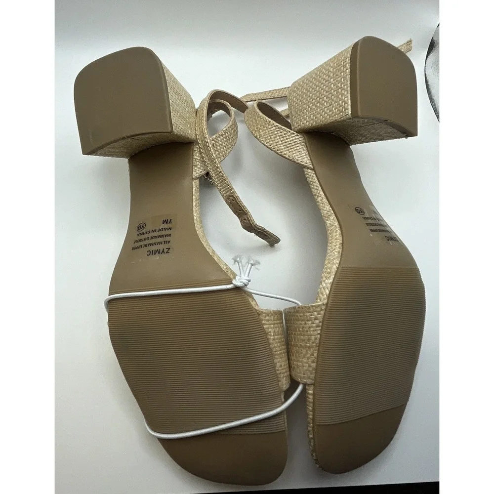 Womens Pop Zymic Natural Heeled Sandals -‎ New - Size 7